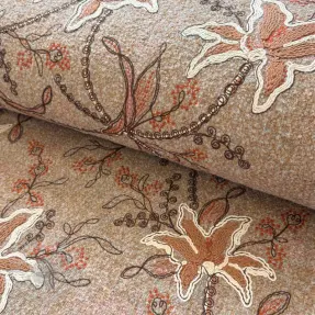 Päällystakkikangas WOOLY EMBROIDERY Glory beige