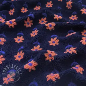 Päällystakkikangas TEDDY Flowie Clara navy