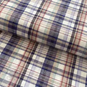 Viskoosi pellavalla YARN DYED Checks Old fashion blue