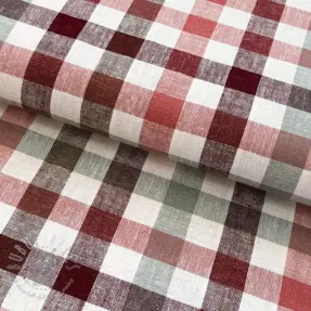 Viskoosi pellavalla YARN DYED Checks burgundy