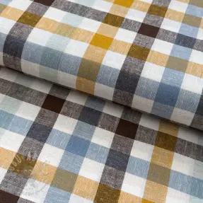 Viskoosi pellavalla YARN DYED Checks brown