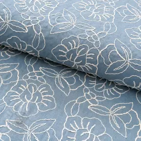 Viskoosi pellavalla EMBROIDERY Latizia old blue