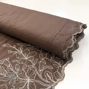 Viskoosi pellavalla ONE-SIDE BORDER Floweria brown