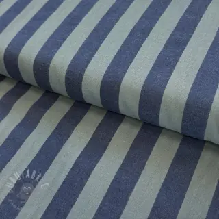 Puuvillakangas YARN DYED NOVA Stripe blue green