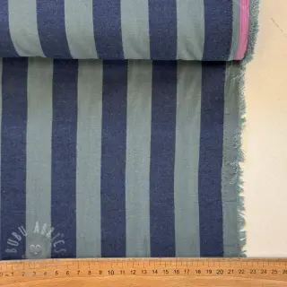 Puuvillakangas YARN DYED NOVA Stripe blue green