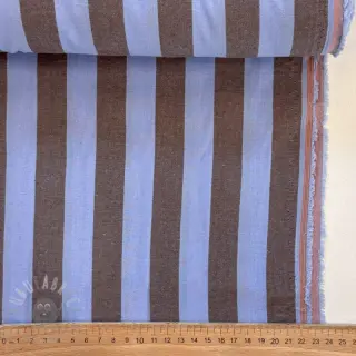 Puuvillakangas YARN DYED NOVA Stripe blue brown