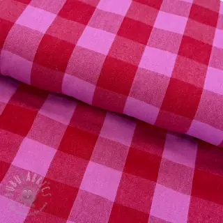 Puuvillakangas YARN DYED SONJA Checks red fuchsia