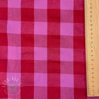 Puuvillakangas YARN DYED SONJA Checks red fuchsia