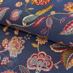 Sisustuskangas jacquard Palampore bleu