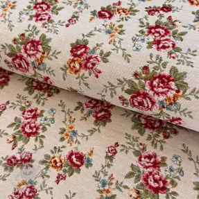 Sisustuskangas jacquard Nina blanc rouge