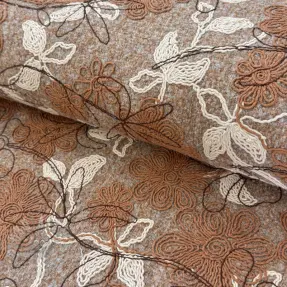 Päällystakkikangas WOOLY EMBROIDERY Petra beige