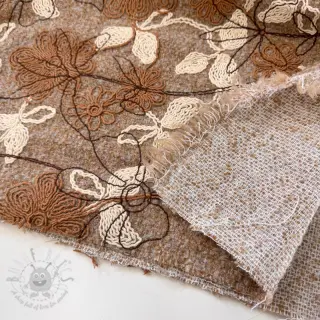 Päällystakkikangas WOOLY EMBROIDERY Petra beige