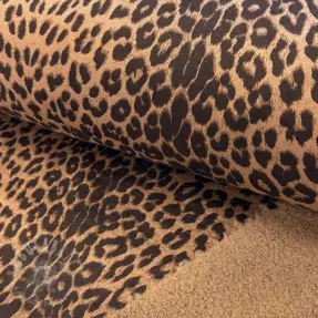 Päällystakkikangas TEDDY SUEDE Panther LEO light brown