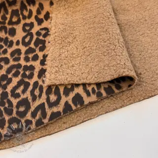 Päällystakkikangas TEDDY SUEDE Panther LEO light brown