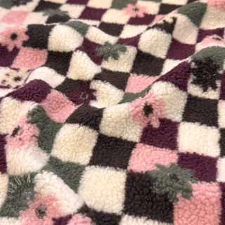 Päällystakkikangas TEDDY JACQUARD Pretty mix design C