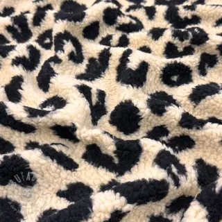 Päällystakkikangas TEDDY Panther love ecru