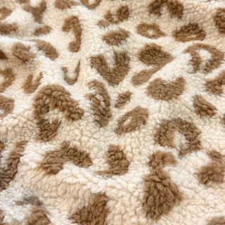 Päällystakkikangas TEDDY Panther love light sand