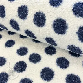 Päällystakkikangas TEDDY Big dots dark blue