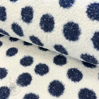 Päällystakkikangas TEDDY Big dots dark blue
