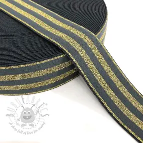 Sileä kuminauha 4 cm LUREX GOLD dark grey