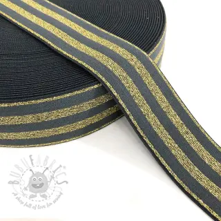 Sileä kuminauha 4 cm LUREX GOLD dark grey