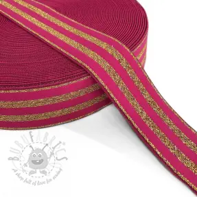 Sileä kuminauha 4 cm LUREX GOLD fuchsia
