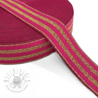 Sileä kuminauha 4 cm LUREX GOLD fuchsia