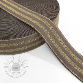 Sileä kuminauha 4 cm LUREX GOLD taupe