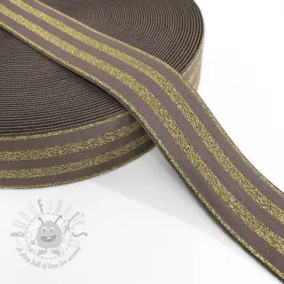 Sileä kuminauha 4 cm LUREX GOLD taupe