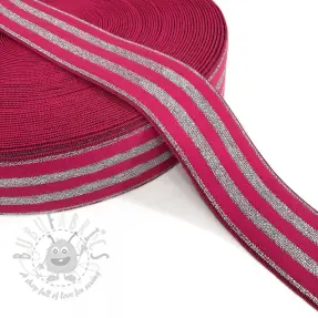 Sileä kuminauha 4 cm LUREX SILVER fuchsia