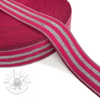Sileä kuminauha 4 cm LUREX SILVER fuchsia