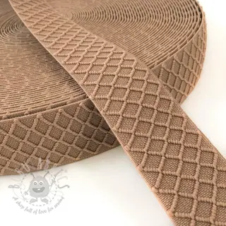 Sileä kuminauha 4 cm Rhombus beige