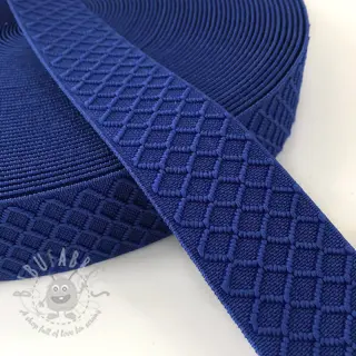 Sileä kuminauha 4 cm Rhombus blue