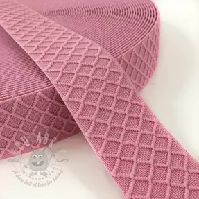 Sileä kuminauha 4 cm Rhombus light pink
