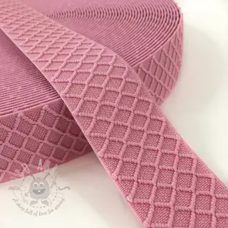 Sileä kuminauha 4 cm Rhombus light pink