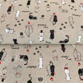 Sisustuskangas Linenlook Cats life