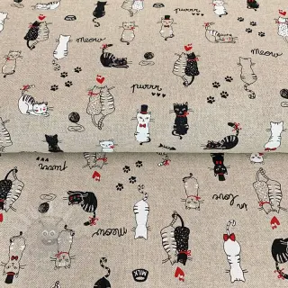 Sisustuskangas Linenlook Cats life
