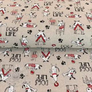 Sisustuskangas Linenlook Dogs life