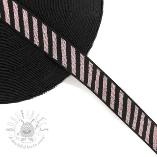 Sileä kuminauha 2,5 cm Diagonal light pink