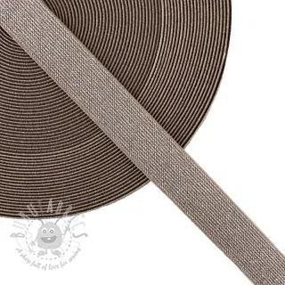 Sileä kuminauha 2,5 cm glitter taupe