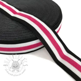 Sileä kuminauha 3 cm Side stripe fuchsia