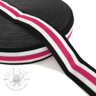 Sileä kuminauha 3 cm Side stripe fuchsia