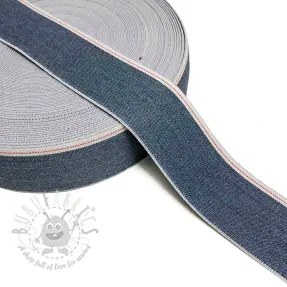 Sileä kuminauha 4 cm JEANS WHITE STRIPE blue