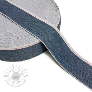 Sileä kuminauha 4 cm JEANS WHITE STRIPE blue