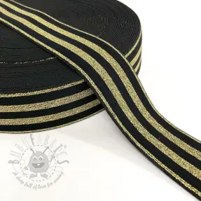 Sileä kuminauha 4 cm LUREX GOLD black