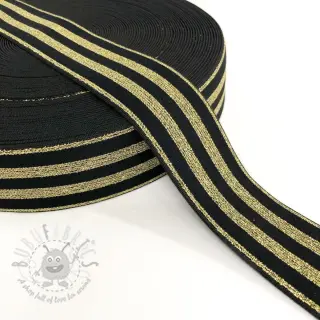 Sileä kuminauha 4 cm LUREX GOLD black