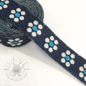 Nauha Jeans flowers turqoise