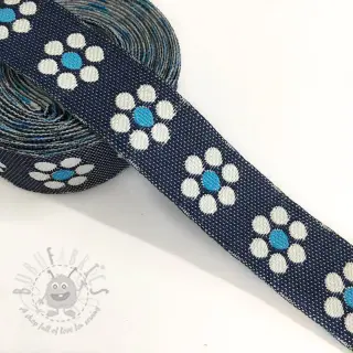 Nauha Jeans flowers turqoise