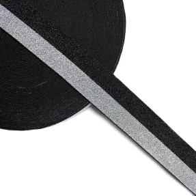 Guma hladká 4 cm Lurex DOU black silver
