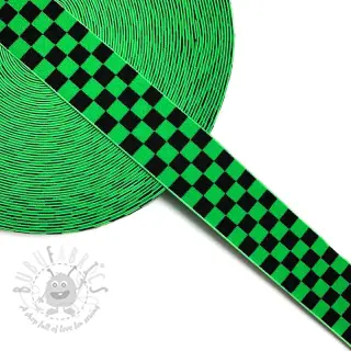 Sileä kuminauha 4 cm Chequered jacquard apple green